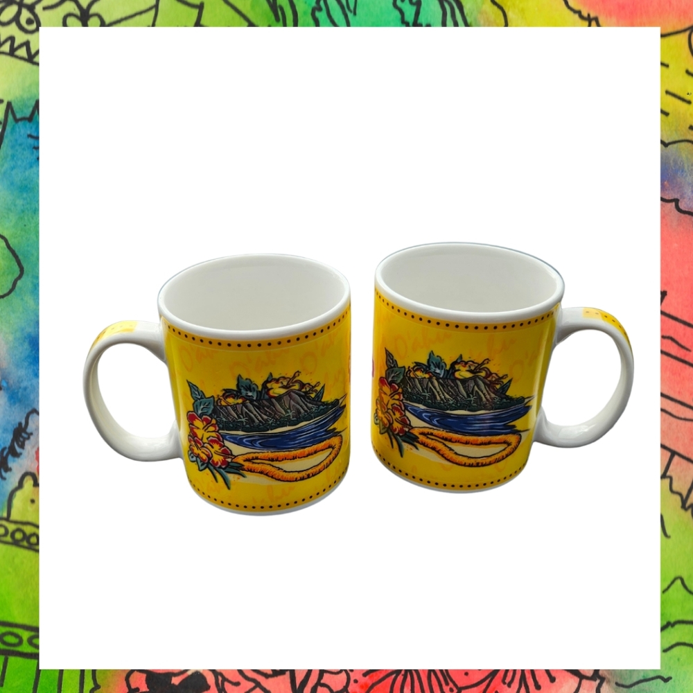 Set of two Hilo Hattie Hawaiian mugs